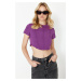 Trendyol Purple 100% Cotton Rib Detailed Fitted Crew Neck Knitted Blouse