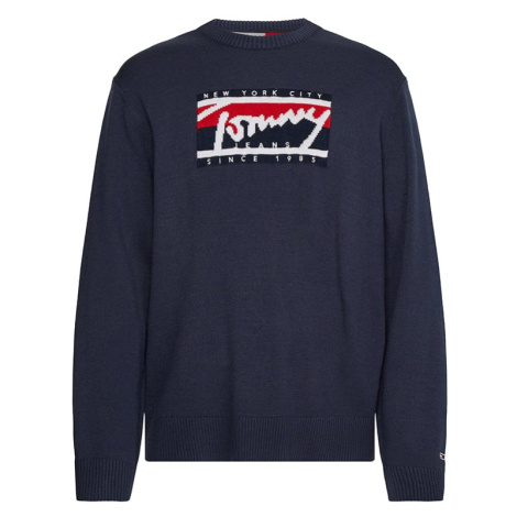 Tommy Jeans Sveter - TJM TOMMY GRAPHIC FLAG SWEATER modrý