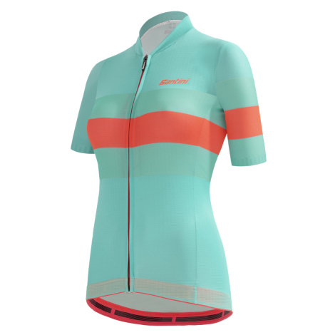 SANTINI Cyklistický dres s krátkym rukávom - ECOSLEEK BENGAL LADY - oranžová/svetlo modrá