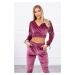 Velour set with Queen lettering dark pink