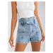 Women's blue denim shorts with high waist and faded effect
