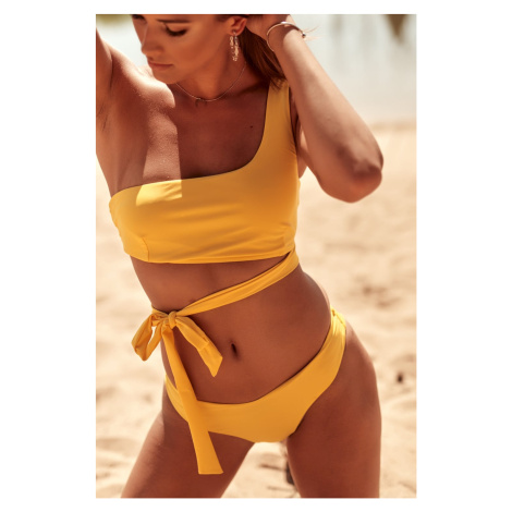 Two-piece asymmetrical yellow swimsuit FASARDI