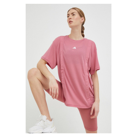 Tehotenské tréningové tričko adidas Performance Training Essentials ružová farba
