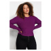 Trendyol Curve Plum Bodycone Ribbed Knit Crop Blouse