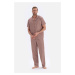 Dagi Mixed Size Patterned Shirt Collar Woven Pajamas Set