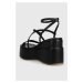 Kožené sandále Guess ZALLA čierna farba, FL6ZLL LEA04