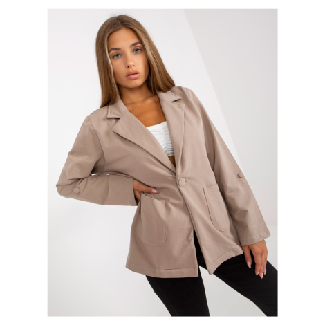 RUE PARIS dark beige tracksuit jacket with pockets