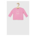 Detské bavlnené tričko s dlhým rukávom United Colors of Benetton ružová farba
