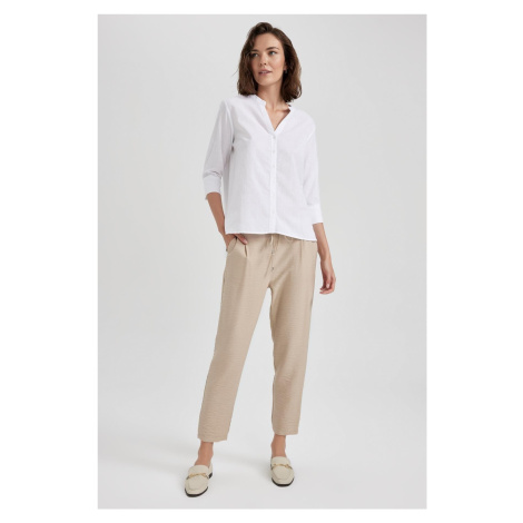 DEFACTO High Waist Linen Look Trousers with Jogger Pockets