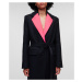 Kabát Karl Lagerfeld Satin Lapel Tailored Coat Čierna