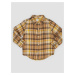 Béžovo-hnedá chlapčenská kockovaná flanelová košeľa GAP