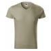 MALFINI Pánske tričko Slim Fit V-neck - Svetlá khaki