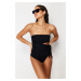 Trendyol Black Strapless Cut Out/Windowed Regular Swimsuit