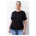 Trendyol Curve Black Piping Detailed 100% Cotton Knitted T-shirt