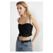 Trendyol Black Crop Knitted Lace Bustier