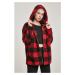 Women's Sherpa Oversized Check hooded jacket burnt/blk