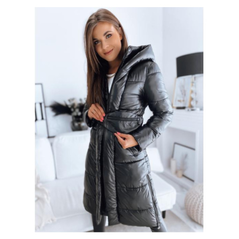 Zimná čierna bunda s opaskom DStreet