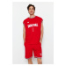 Trendyol Red Men's Oversize/Wide Cut Basketball Printed Technical Fabric T-Shirt - Singlet
