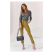 Elegant trousers with olive trim