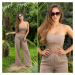 Sexy KouCla Off-Shoulder Jumpsuit semi-transparent CORAL