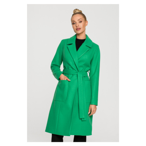 Zelený flaušový kabát M708 Moe
