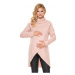 Ružový tehotenský asymetrický sveter s rolákom