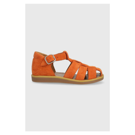 Detské kožené sandále Calvin Klein oranžová farba Pom d'Api