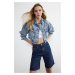 Trendyol Light Blue Oversize Crop Denim Jacket