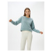 Koton Basic Sports Crop Sweatshirt Comfortable Fit Cotton Crew Neck Long Sleeve