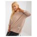 Beige basic blouse plus sizes with 3/4 sleeves