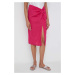 Ľanová sukňa Answear Lab ružová farba, midi, rovný strih
