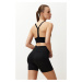 Trendyol Black Wide Waist Elastic Push Up and Extra Coupler Knitted Sports Shorts/Short Leggings