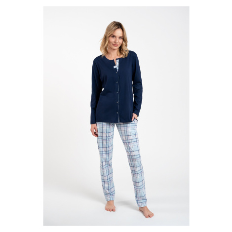 Women's pyjamas Emilly, long sleeves, long pants - navy blue/print Italian Fashion