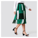Zeleno-biela midi sukňa Colorblock
