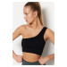 Trendyol Black Seamless/Seamless Support/Shaping One-Shoulder Knitted Sports Bra