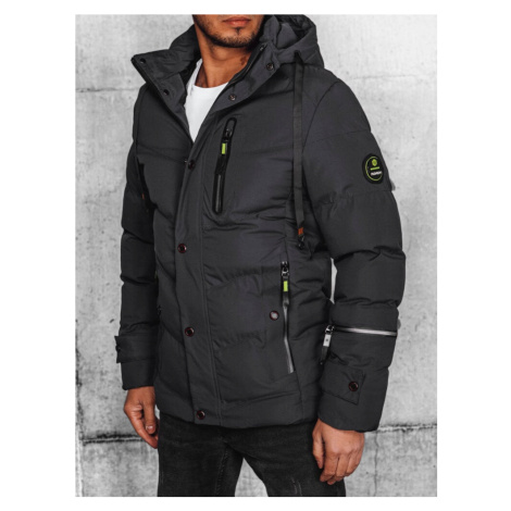 Men's dark grey quilted winter jacket Dstreet