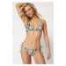 Trendyol Abstract Patterned Triangle Tied Regular Bikini Set