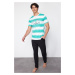 Trendyol Men's Green Regular Fit Striped Knitted Pajama Set