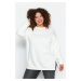 Trendyol Curve Beige Thick Fleece Slit Oversize Knitted Sweatshirt