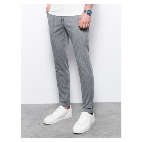 Ombre Men's pants with elastic waistband - dark grey