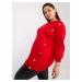 Bridget's red oversized blouse with a round neckline