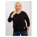 Plus size black smooth blouse with cuffs