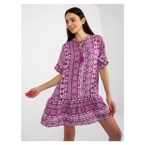 Purple boho dress with viscose patterns SUBLEVEL