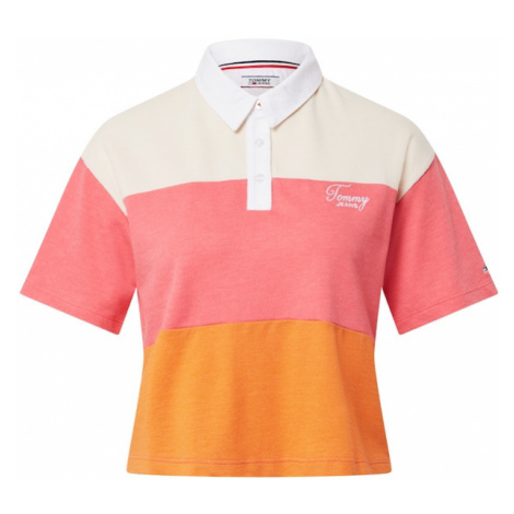 Tommy Jeans Tričko  oranžová / biela / ružová