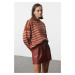 Trendyol Brown Basic Striped Sweatshirt Look Knitwear Sweater