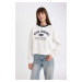 DEFACTO Boxy Fit Crew Neck Printed Thick Casual Sweatshirt