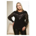 16680 Dewberry Big Size Blouse-BLACK