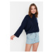 Trendyol Navy Blue Soft Textured Wide Fit Knitwear Sweater