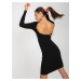 Black knitted dress with neckline