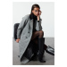 Trendyol Grey Color Block Regular Long Coat